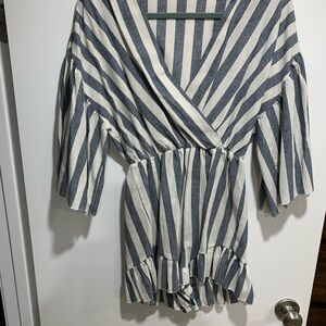 Nasty Gal Blue and White Striped Romper